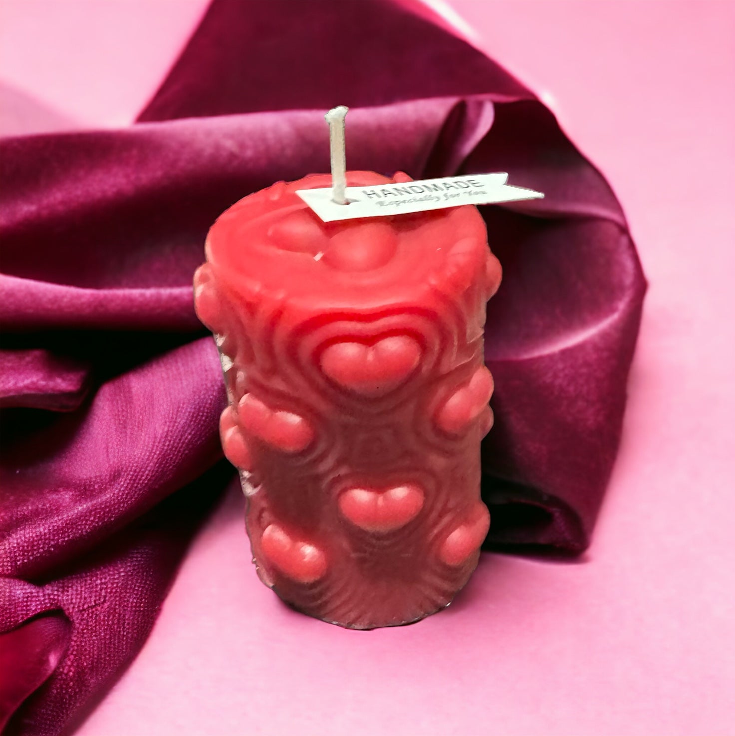 Hearts Pillar Candle – Crafty & Captivating 